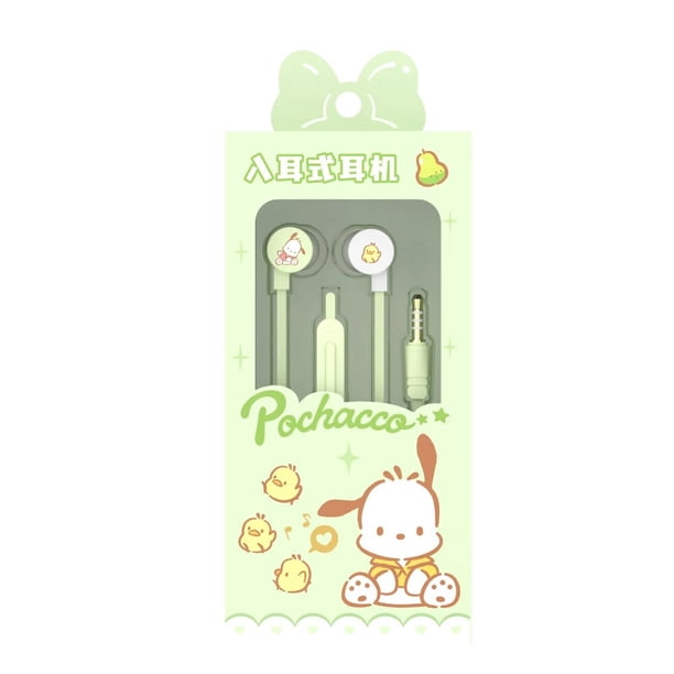 Sanrio Kuromi auriculares intrauditivos con cable, Cinnamoroll, auriculares de música Pochacco, juegos Kawaii, My Melody auriculares deportivos, regalos para niñas