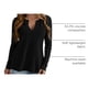 thumbnail image 4 of Remera PRETTYGARDEN Mujer Cuello en V Manga Larga Tejido Waffle Negra Talle S, 4 of 6