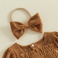 thumbnail image 6 of Cjfdfy Newborn Baby Girl Fall Outfit Solid Color Velvet Puff Long Sleeve Square Neck Bubble Romper and Headband Infant Cute Coming Home Fall Winter Outfit 0-12M, 6 of 9