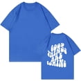 thumbnail image 4 of Blue Women's Short Sleeve T-shirt, Good Things Are Coming Women'S Letter Printed Shirt Short Sleeve Round Neck T Shirt Fashion Top Lightweight Soft Casual Summer Clothing Clothes,Women's Short sleeve, 4 of 4