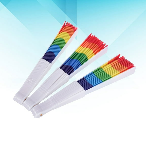GOOHOCHY 3pcs Colorful Folding Fan Creative Fan Lovely Hand Fan Plastic Printing Fan for Dance Performance Summer Decor