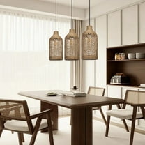 UEEYAC Wabi-sabi Living Room Seagrass Chandelier Retro B&B Decorative Pendant Lamp