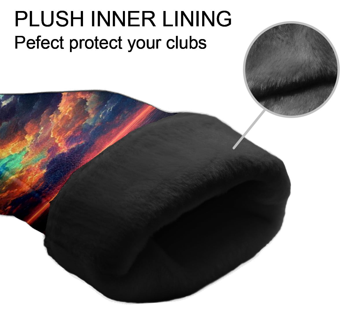 Golf Head Covers - Colorful Sky Design, Premium Waterproof PU Leather, Plush Lining, Fits Driver/Hybrid, Abstract Golf Gift