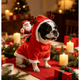 thumbnail image 2 of Dog Christmas Santa Riding Costume, Cute Holiday Party Cosplay Clothes for Puppy Cat, 2 of 5