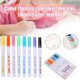 thumbnail image 2 of CAROOTU 8pcs Fluorescent Pens Double Line Contour Color Marker Pen for Writing Drawing Painting, 2 of 6