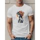 thumbnail image 1 of Men's Round Neck Short Sleeve Fashion Slim Fit T-shirt Woman With Flowers Print Top For Spring Summer Holiday, 1 of 6