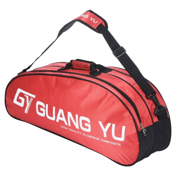 Uxcell 6 Racquet Waterproof Tennis Badminton Racket Bag Carrying Bag with Shoulder Strap, Red