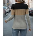 thumbnail image 4 of NJWS Women Striped Color Block Knit Sweater Long Sleeve Crew Neck Slim Fit Pullover Top Lightweight Casual Wear for Fall Winter, 4 of 12