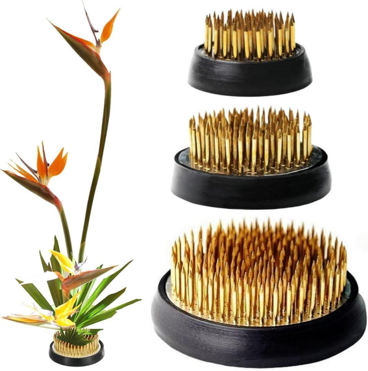 ABCISI Flower Frogs for Flower Arrangements Supplies, Japanese Flower Arranging Ikebana Kenzan, Pin Frogs for Flowers Holder with Rubber Base Flower Fixed Tools(2.76inch)