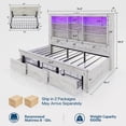 thumbnail image 3 of amerlife Twin Daybed with Bookcase Headboard, USB-C Charging, RGB Lights & 3 Drawers, No Box Spring Needed, Platform Bed Frame for Teens, Dorms, Guest Room,Distressed White, 3 of 9