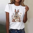 thumbnail image 2 of Mujeres de Manga Corta Tops Casual Nuevo Cuello Redondo Pascua, Ligera Camiseta de Poliéster Spandex, 2 of 4
