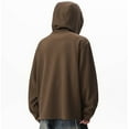 thumbnail image 4 of Momasggi Oversized Turtleneck Hoodies for Men Trendy Textured Hooded Sweatshirt Loose Casual Long Sleeve Drop Shoulder Sweatshirts Fashion Solid Color Pullover Tops Brown 3XL, 4 of 8