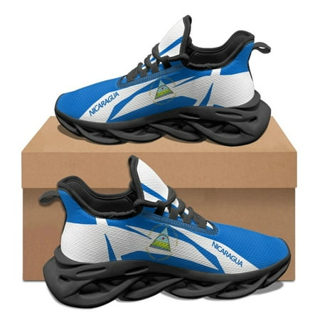 

Nicaragua Country National Emblem Flag Pattern Men Wear-Resistant Lightweight Mesh Shoes Brand Round Toe SneakersTenis Masculino