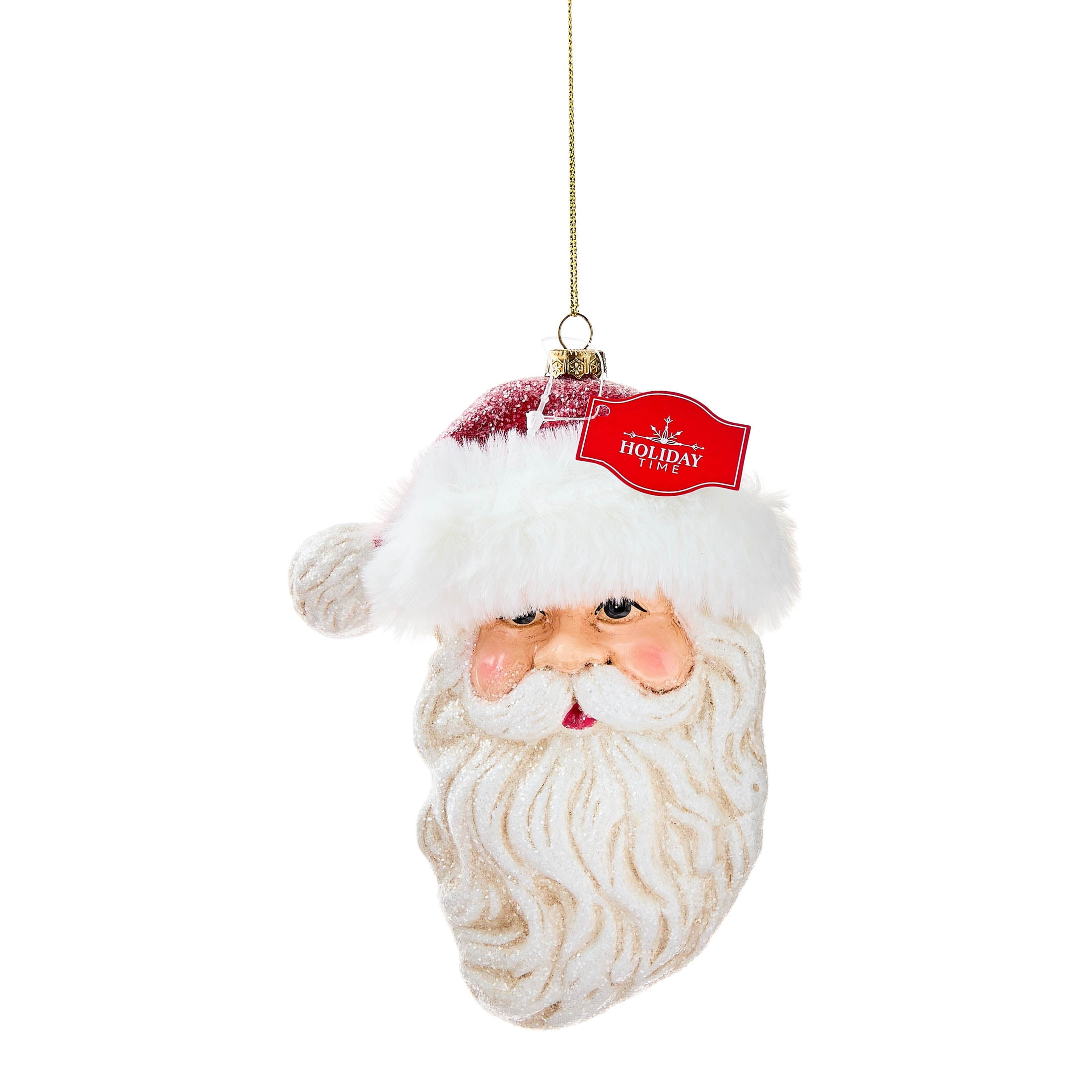 Red and White Glitter Santa Christmas Ornament, 6.5", by Holiday Time