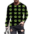 thumbnail image 5 of Ceisia Men's Colorful Glitter Paw Print T-Shirt | Slim Long-Sleeve Crewneck Casual Top Gift, 5 of 5