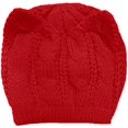 thumbnail image 2 of Mujeres Hombres Niñas Niños Adolescentes Lindo Oreja De Gato Tejido Cable Rib Sombrero Gorro Gorro [Kittenear Rojo], 2 of 5