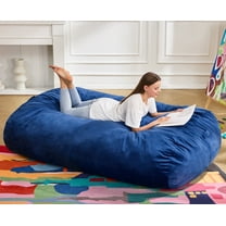 Hobestluk 6FT Bean Bag Chair Large Beanbag Lounger with Removable Cover Adult Bean Bag Chair with Portable Handle Desgin for Living Room Bedroom (Blue, 6FT)