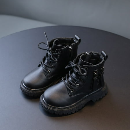 

Kayannuo Boots for Toddler Winter Clearance Toddler Shoes Boys Girls British Style Fashion Lacein Zipper Non Slip Keep Warm Comfortable
