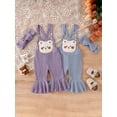 thumbnail image 4 of Aojekbee Baby Girl Summer Overalls Casual Bear Embroidery Sleeveless Flared Romper Jumpsuit and Headband Set Cute Fashion Clothes, 4 of 10