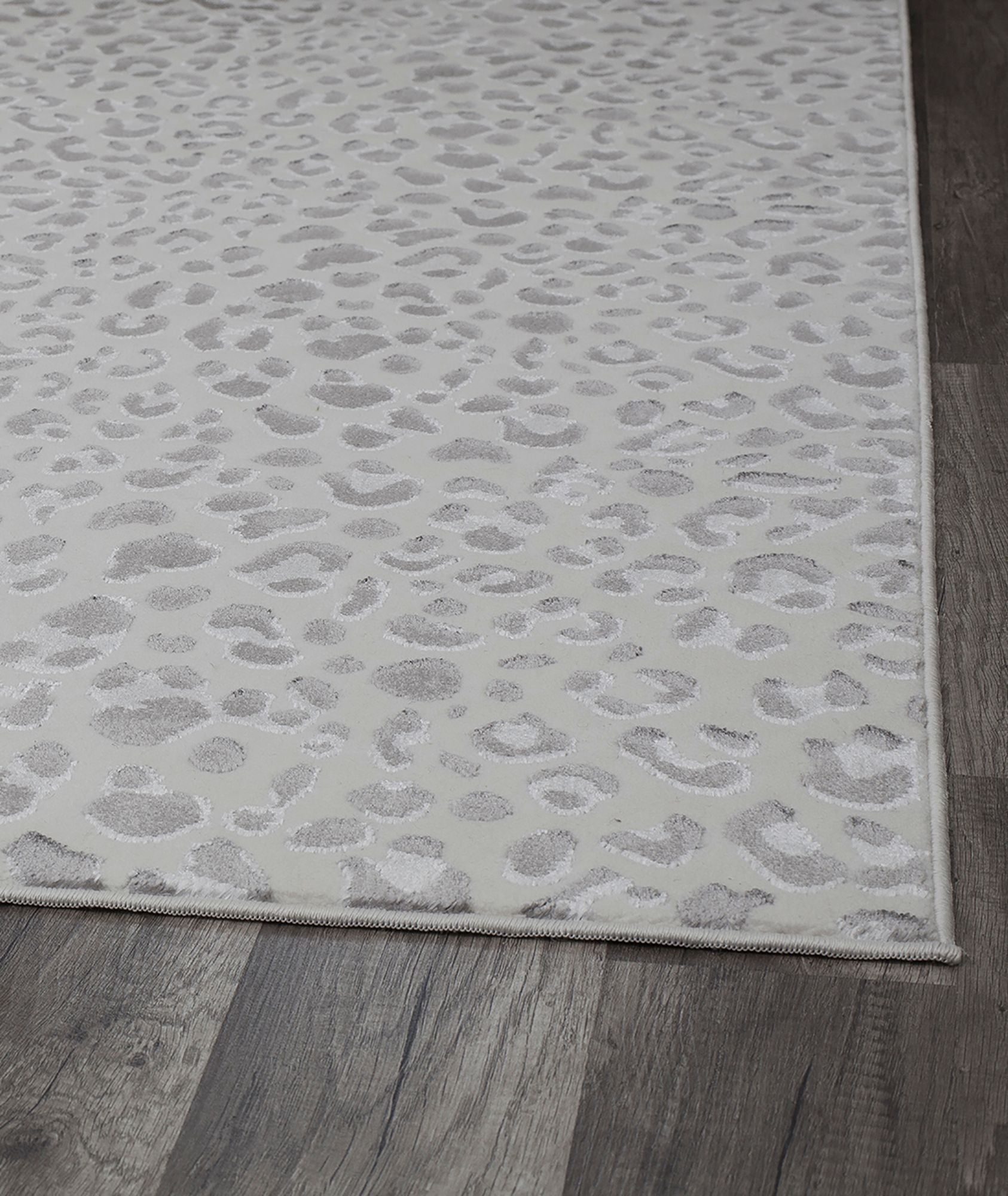 Rugs America Natura HZ50A Snow Leopard Animal Contemporary White Area Rug, 2'3"x8'