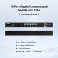 thumbnail image 2 of Switch PoE Tenda TEG1120P-16-250W con soporte para rack Gigabit de 16 puertos, 2 of 6