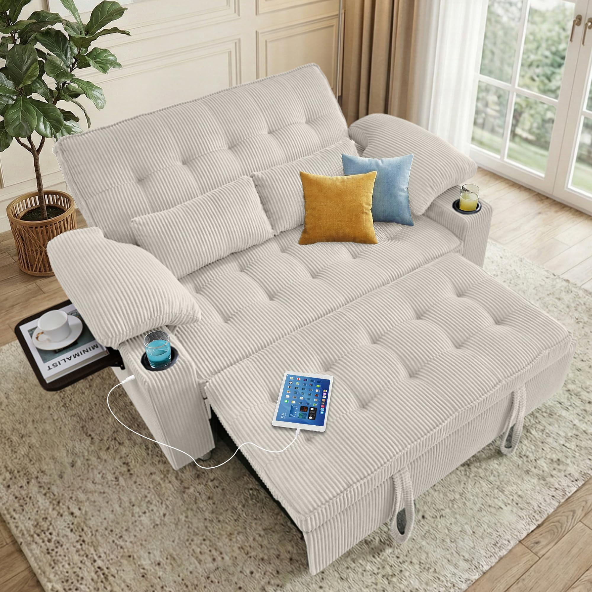 Serta Tennyson Scandinavian Convertible Loveseat with Full Size