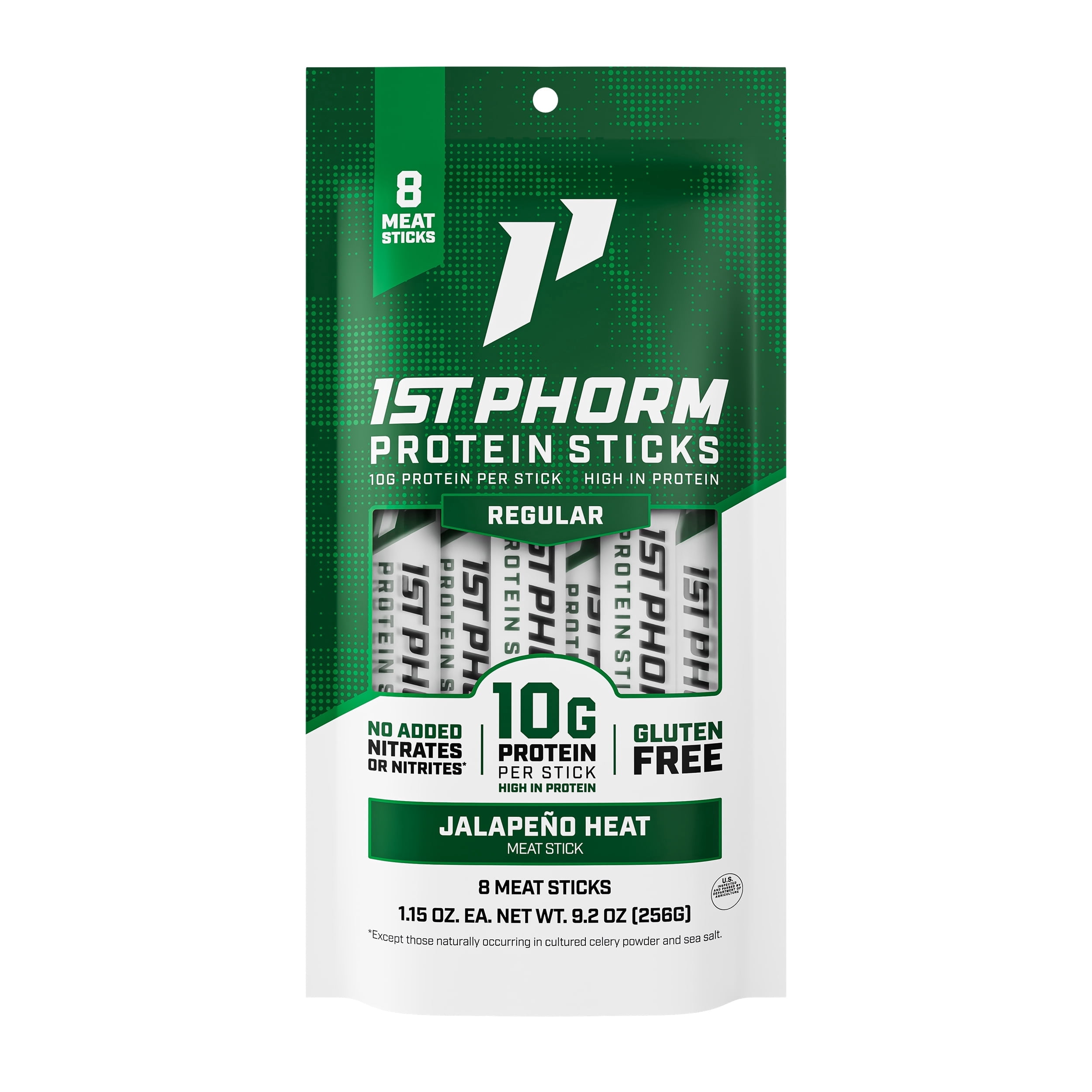 1st Phorm Protein Meat Sticks, Jalapeno Heat, 10g Protein Per 1.15 oz. Stick (8 Count)
