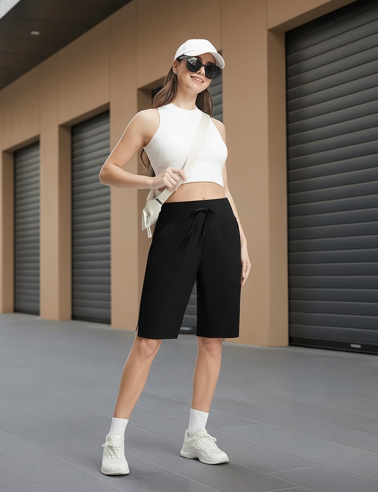 BALEAF long Swim Shorts For Women Bermuda High Waisted Quick Dry Swimming Bottoms Knee Length Tummy Control Swimsuits with Pockets Liner Black 3XL