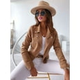thumbnail image 5 of Women'S Faux Leather Jackets Suede Spring Trendy Outfits 2025 Fall Zip Up Cropped Moto Jakcet Outerwear Khaki XL, 5 of 7