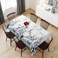 thumbnail image 6 of Blue Botanical Table Cloth Waterproof Tablecloths, Dragonfly Flower Leaf Retro Ink Style Tablecloth Dining Table Cover for Kitchen Party Tabletop Outdoor, Rectangle Tablecloth 54x108 Inch, 6 of 9