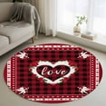 thumbnail image 2 of Valentine's Day Washable Round Area Rug 4 ft, Love Heart Buffalo Plaid, Soft Non Slip Rugs Stain Repellent Indoor Felt Carpet for Living Dining Room Bedroom Home Office, 2 of 9