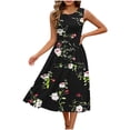 thumbnail image 7 of Maqroz Summer Dresses for Women 2026 Vacation Lightweight Casual Sleeveless Boho Floral Print Pleated Flowy Sun Dress with Pockets Beach Spring Dress Plus Size Black M, 7 of 7