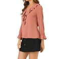 thumbnail image 4 of BLUSA CON VOLANTES PARA MUJER INSPIRE CHIC, ELEGANTE, CON ESCOTE EN V, DE MANGA LARGA, TALLA XL, ROSA OSCURO, 4 of 8