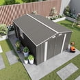 thumbnail image 2 of Easmvetaln 10x14FT Metal Outdoor Storage Shed with Front and Side Doors, Garden Shed for Backyard (Gray), 2 of 8