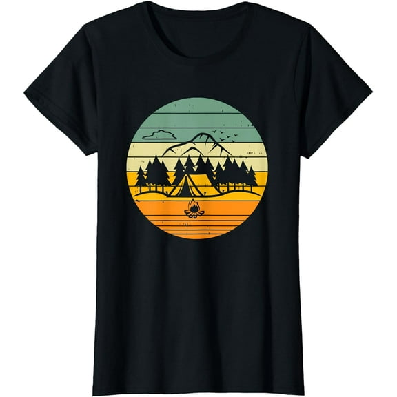 Outdoor Adventure Lover Camping Vintage Retro Sunset T-Shirt