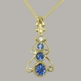 thumbnail image 2 of LBG 10k Gold Genuine Natural Sapphire & Diamond Womens Bohemian Pendant & Chain Necklace - Chain length 20, 2 of 5