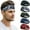 Doodle Grey + Black and White + Sketch Green + Sketch Blue, variant on Sports Headbands for Men & Women (5 Pack), Moisture Wicking Sweatbands, Elastic Non Slip Sweat Bands, Athletic Workout Fashion Wide Hair Bands for Running, Cycling, Basketball, Yoga