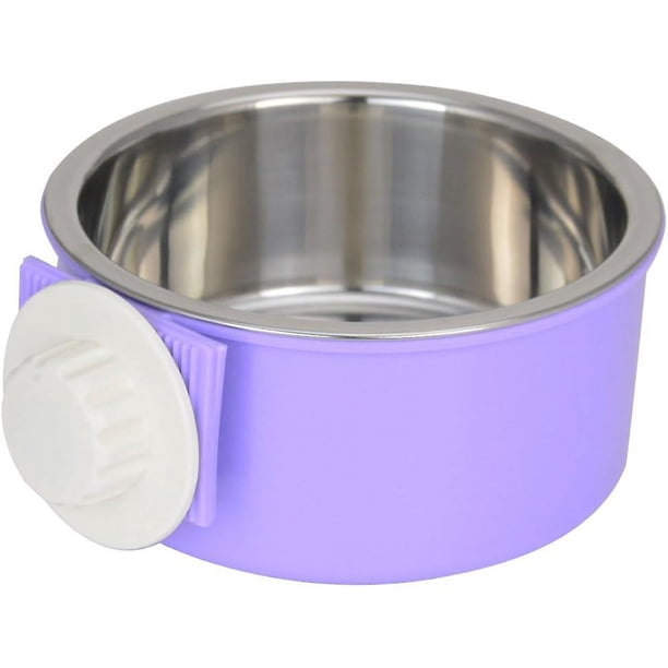 Cuencos de comida para perros y gatos, alimentador de acero inoxidable para mascotas, cuenco colgante 2 en 1, soporte de jaula para mascotas pequeñas, perro, gato, conejo, pájaro (púrpura) Rojo Verde Cocina, Decoración y Otros
