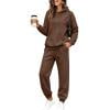 Hearthz Sweat Suits for Womens 2 Piece Fleece Lined Hoodie Jogger Pants Set Winter Warm Athletic Workout Oversized Womens Matching Sweat Set Brown S
