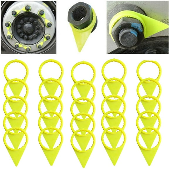 GLFILL 19mm Yellow Wheel Nut Indicators Truck Safety 25 Pack Loose Wheel Nut Indicator