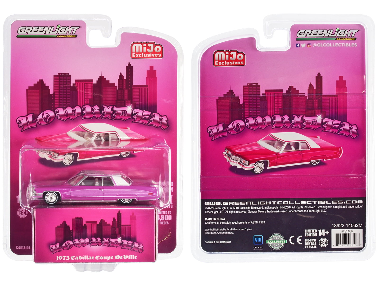 Greenlight 51466 1973 Cadillac Coupe Deville Lowrider Pink