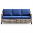 thumbnail image 2 of PARKWELL Outdoor 3 Seats Patio Sofa Furniture,All-Weather Wicker Rattan Deep Seat Couch with Removable 4-Inch Thick Cushions,3-Seat Furniture for Deck, Backyard,Gray/Navy, 2 of 7
