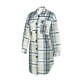thumbnail image 4 of Qiylii Ladies Long Shirt Coat, Plaid Loose Single-breasted Thin Woolen Outwear, 4 of 9