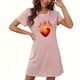 thumbnail image 1 of Camisón corto de San Valentín para mujer, talla grande, estampado en el pecho, cuello redondo, manga corta, 1 of 3