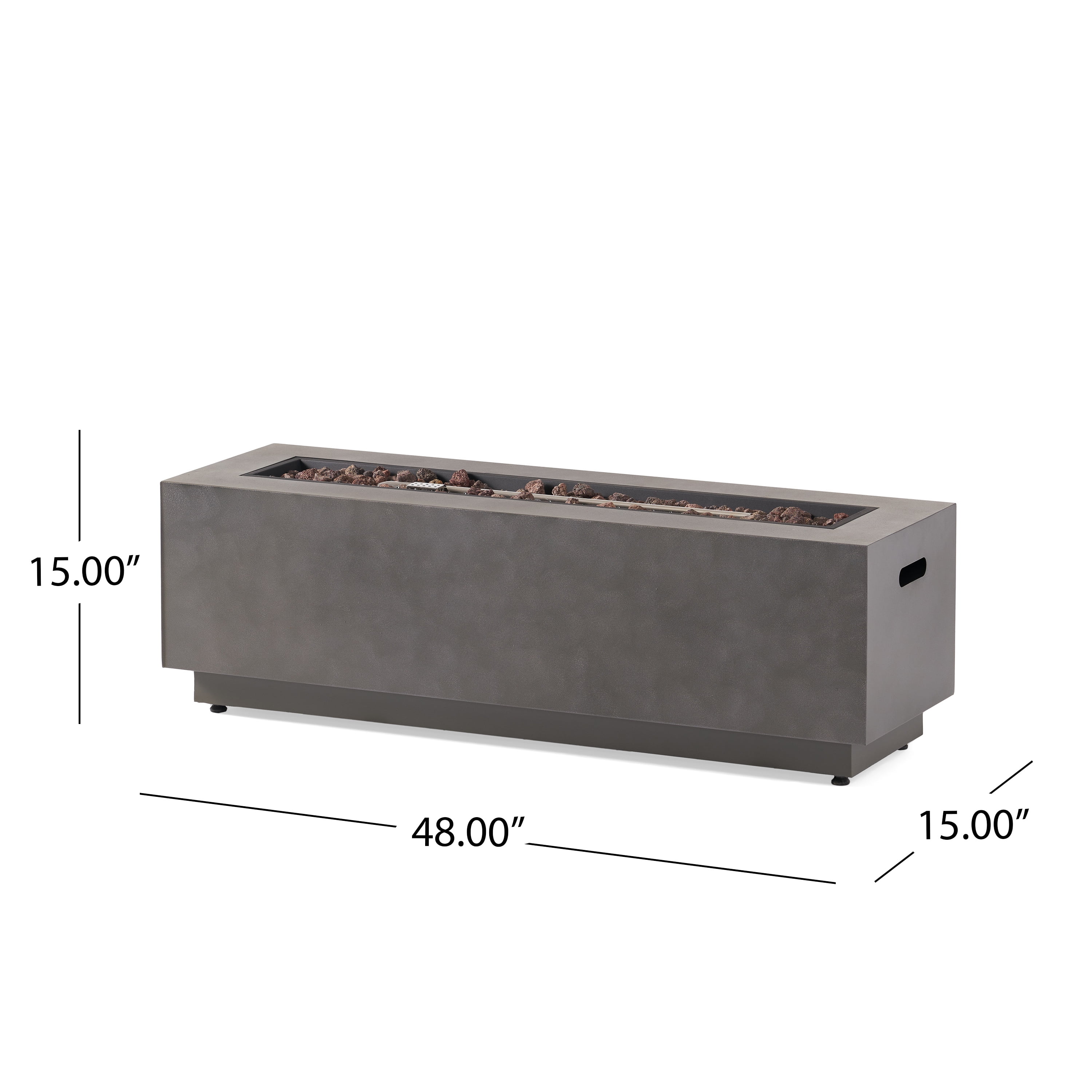GDF Studio Jasmine Outdoor 50,000 BTU Rectangular Fire Pit with Tank Holder,Propane Gas , Concrete