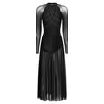thumbnail image 4 of Aiihoo Womens Lyrical Dance Dress Glittery Rhinestones Sheer Mesh Flowy Split Maxi Dress Leotard Dresses Black XXL, 4 of 7