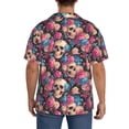 thumbnail image 5 of Fotbe Skull Blue Flower print Short Sleeve Button Down Shirts for Men Casual Summer Beach Wrinkle Free Shirt-X-Large, 5 of 7