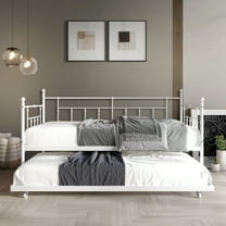 Castle Place Contemporary Twin Size Metal Daybed with Trundle, White