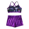 thumbnail image 2 of YONGHS Kids Girls 2-Piece Sports Dance Outfits Crop Tops with Booty Shorts Set 5-14, 2 of 7