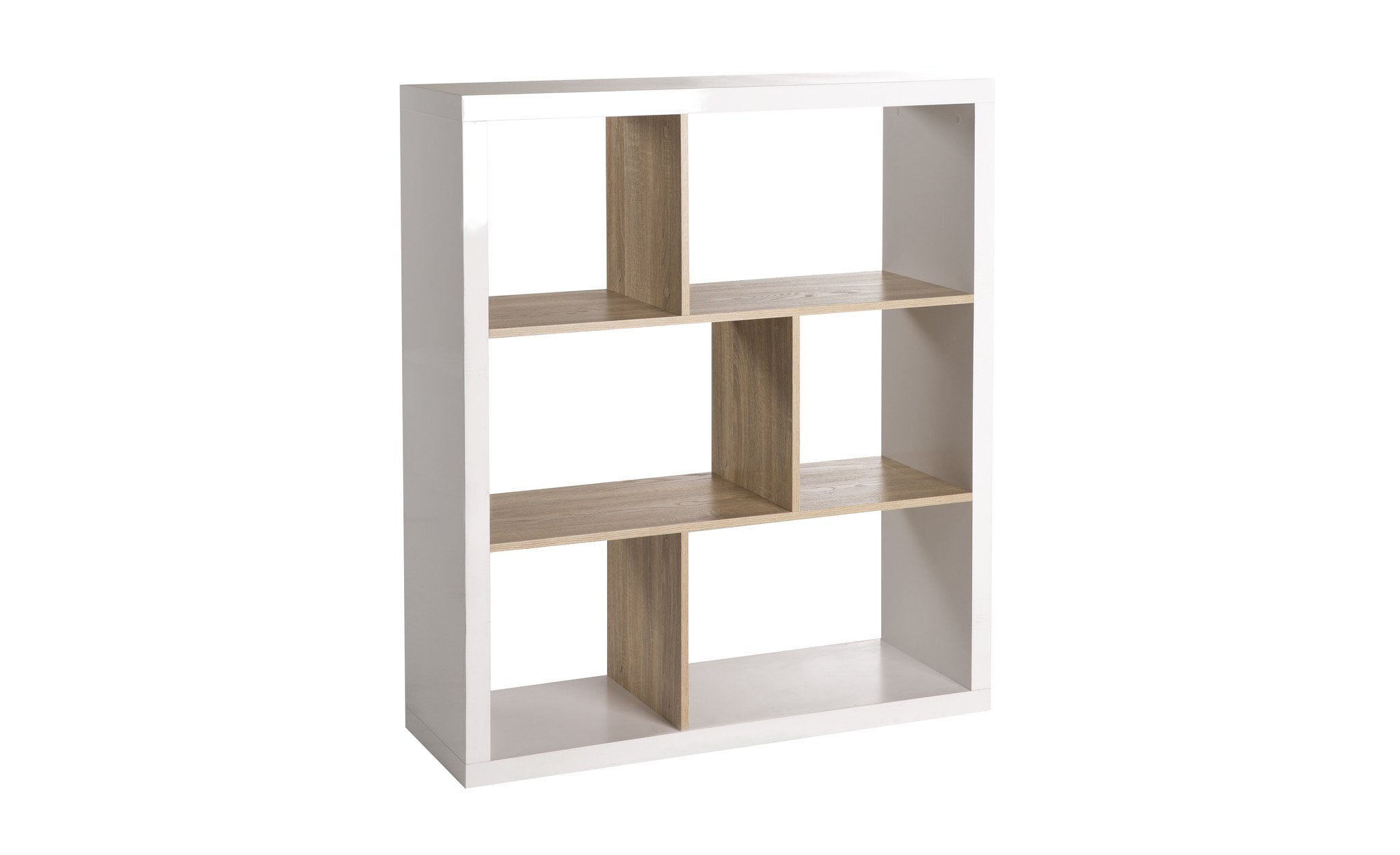 Solina Bookshelf Room Divider 6 Asymmetric Fields White High